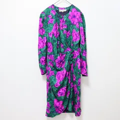 ハナエモリ HANAEMORI ヴィンテージ シルク ワンピース ロング 花柄 総柄 a943538nのサムネイル