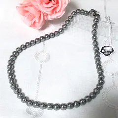 送料込み 新品未使用 本貝パールネックレス 47センチ 8ミリ グレー フォーマル