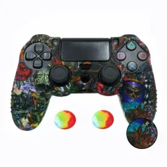 【特価セール】両面印刷パターンに適しています 滑り止めデザイン オリジナルの充電器で充電できます 滑り止めスタッズドット(悪魔) シリコーン保護 カバー コントローラー PS4 ZOMTOP