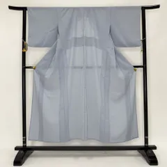 色無地 夏 絽 夏用 洗える着物 裄63cm 身丈150.5cm お洒落着 普段着 礼装 ポリエステル グレー 美品 S サイズ 4351