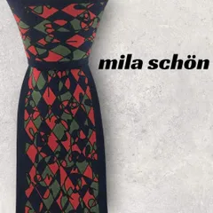 【6962】良品！ミラショーン　ネクタイ　ネイビー系　レッド系