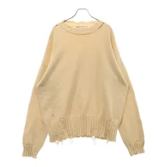 MARNI (マルニ) 22AW KNITWEAR コットンダメージ クルーネック ニットセーター ベージュ GCMG0210A0 UFC652