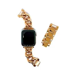 Royce&Roland Apple Watch ステンレス チェーン ベルト ブレスレット シルバー (ローズゴールド 42/44/45)
