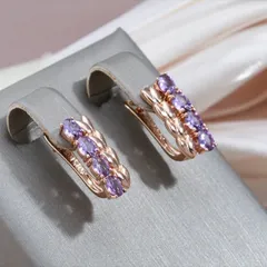 【14KGP刻印585RG】ハート パープル 紫 ジルコン ピアス