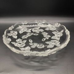 ★未使用品★ローズ柄 切子 ガラス クリスタル 大皿 直径約33.5cm 1枚★