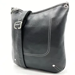 ✨美品✨ LONGCHAMP ロンシャン ショルダーバッグ トートバッグ ロゴ型押し シルバー金具 肩掛け 斜め掛け シボレザー レディース メンズ ブラック 黒色