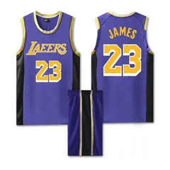 キッズ用 レブロン・ジェームズ 23番 バスケットボールユニフォーム 速乾練習着 普段着る 誕生日 プレゼント パープル