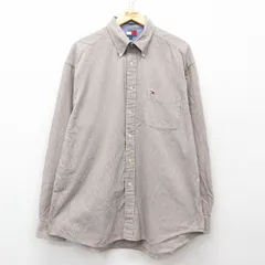 XL/古着 トミーヒルフィガー 長袖 ブランド フランネル シャツ メンズ 90s 千鳥格子 ワンポイントロゴ 大きいサイズ コットン ボタンダウン