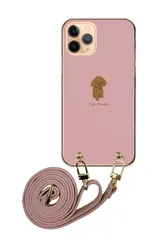 Galaxy S21 5G SC-51B SCG09 ギャラクシーS21 スマホケース スマホショルダー トイプードル プードル かわいい ワンポイント レザーベルト ストラップ 調節可能 130cm  カラー04