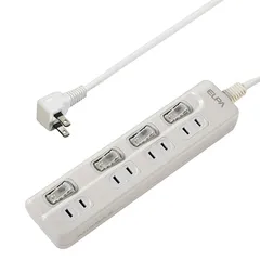エルパ(ELPA) スイッチ付タップ コンセント 延長コード LED 上差し 4個口 3ｍ WLS-LU43EB(W) 1