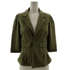 ディーゼル DIESEL ジャケット テーラードカラー シングル 1B 七分袖 ストレッチ コットン混 カーキ XS