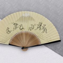 扇子 男性用 紙せんす 鳥獣戯画 メール便限定 送料無料 紙箱サービス 名入れ 可能 毛筆 代筆 無料 紳士 父の日 敬老の日 贈答用 粗品 海外土産 .扇子.