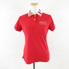 アディダス adidas ゴルフウェア スポーツ ポロシャツ ロゴ 半袖 赤 M *A474
