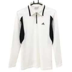 ★SALE価格★アディダス 長袖ポロシャツ 白×黒 ハーフジップ ストレッチ メンズ M ゴルフウェア adidas