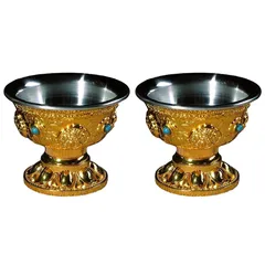 【新品】 ECONUS 水杯 八吉祥杯 金運アップ 開運 招福 置物 縁起物 風水インテリア 2個セット