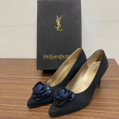 ◎YVES SAINT LAURENT  イヴサンローラン パンプス ヒール 紺 青 ブルー 36 23.0㎝