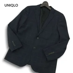 UNIQLO ユニクロ 秋冬★ ウィンドウペン チェック ストレッチ ウール テーラード ジャケット Sz.M メンズ 紺 ネイビー