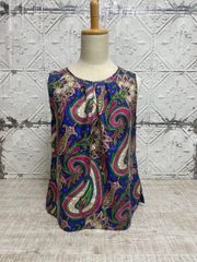 e-146【美品】TALBOTS タルボット ノースリーブ ペイズリー ペイズリー柄 SILK シルク100％