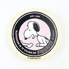 スヌーピー 丸型木のマグネット ピンク PEANUTS 75th SNOOPY 日本製