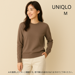 AB0501 ユニクロ クルーネックセーター メンズ Mサイズ ブラウン ニット シンプル 秋冬