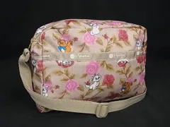 ■極美品■ LeSportsac レスポートサック ディズニーコラボ おしゃれキャット ナイロン ショルダーバッグ 斜め掛け ベージュ系 BN2870