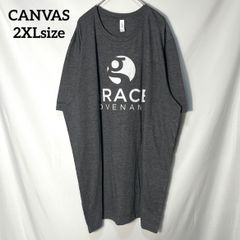 【CANVAS】GRACE グレース　企業ロゴ　プリントロゴ　オーバーサイズ　半袖Tシャツ　チャコールグレー　2XL US古着