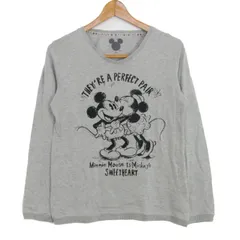 ディズニー ニット セーター 長袖 ミニーマウス ミッキー ブランド トップス レディース Lサイズ グレー Disney 【中古】