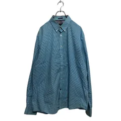 TOMMY HILFIGER 長袖 チェックシャツ 17 1/2 XL～ ライトブルー ホワイト トミーヒルフィガー ボタンダウン 古着卸 アメリカ仕入 a603-5084