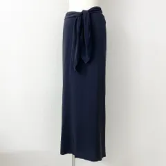39h21 フランス製 CHANEL シャネル 手書きタグ ロングスカート 巻きスカート サイズ42 ネイビー シルク100％ vintage chanel ヴィンテージのサムネイル