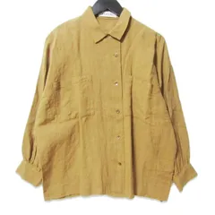 未使用 QUWAGI クワギ 20SS リネンワークシャツ QWG20SS008A LINEN WORK SHIRTS 長袖シャツ 日本製 レディース オーカー 36 27109236