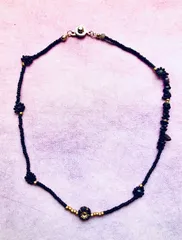【エスニック】黒金花チョーカーネックレス