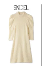 SNIDEL ファーライクハーフスリーブミニニットワンピース　スナイデル　アイボリー　ホワイト　ミニワンピース