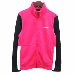 アディダス adidas スポーツウェア ジャケット ジャージ ジップアップ 長袖 L ピンク 白 ホワイト 紺 ネイビー /YK