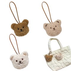 Nalaina Name Tags, Name Holders, Tags (Set of 3) - Cute Fluffy Bear Luggage Tags, Name Tags, Name Stickers, Bag Charms, Loss Prevention, Easy Removal, Soft, Ultra Lightweight, Flexible, Durable, Practical for Travel and Business Trips