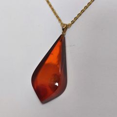 久慈琥珀 K18刻印 ペンダントトップ ネックレス（メッキ）付き
