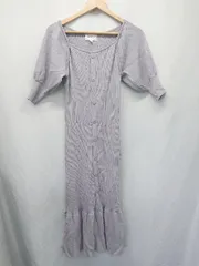 ◇ ⊂ JILL STUART ジル スチュアート 五分袖 膝下丈 ニット ワンピース サイズFR ブルー系 レディース E  【1507100003362】