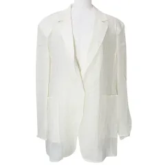 アドーア ADORE 21SS タグ付き シルキーオーガンジーテーラージャケット 531-2150202 シングル 薄手 38 M相当 ホワイト Xのサムネイル