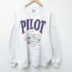 XL/古着 ジャージーズ 長袖 スウェット メンズ 90s PILOT 飛行機 大きいサイズ クルーネック 薄グレー 霜降り 25mar26 中古 スエット トレ