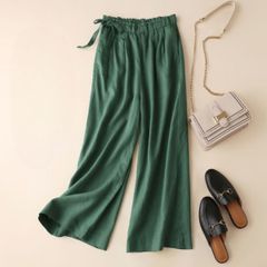 ボトムス リネンパンツ 綿混 麻 ストレートパンツ ウエストゴム レディース 韓国ファッション ナチュラル シンプル ラフ 楽ちん 夏パンツ 涼感