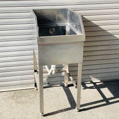 【送料無料】ステンレス1槽シンク W450×D600×H850 流し台 ステンレスシンク サイドガード付 厨房 中古 No.6 　※納期注意