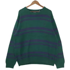 CHAPS チャップス クルーネックコットンニットセーター ボーダー メンズUS-XL グリーン ネイビー hsc-0814