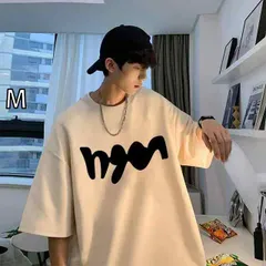 [M]メンズ ファッション 服 男性用 オシャレ シンプル 大人 かっこいい 大きいサイズ ストリート 紳士服 アメリカン レトロ シンプル 夏 半袖 T シャツ ラウンドネック カジュアル プリント トップス