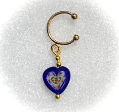 ランプワーク　瑠璃　ビーズ　イヤーカフ　個性的　SALE