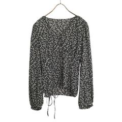 【中古A】LILY BROWN リリーブラウン F レディース ブラウス 小花柄 ボタン開閉 白 黒 中古A 古着