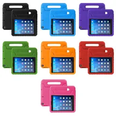 iPad9.7インチ 2017/2018/iPad Air/Air2/Pro 9.7インチ 2016通用 EVA 耐衝撃 直柄持ち手 保護ケース キッズ 手提げバック風、スタンド機能 (ブラック、ブルー、グリーン、パープル、オレンジ、ローズ、レッド)7色選択