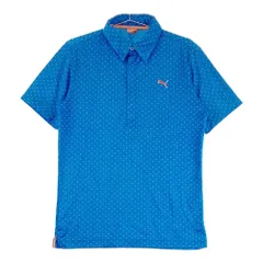 サイズ：M PUMA GOLF プーマゴルフ  ハーフジップ 半袖ポロシャツ ドット総柄 ブルー系 [240101277283]# ゴルフウェア メンズ ストスト
