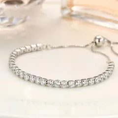 計3.1カラット テニスブレスレット ハーフエタニティ ブレスレット レディース シルバー925 金属アレルギー対応 プレゼント 女性 彼女 妻 嫁