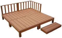 人工木ウッドデッキ 8点セット 1坪 連結用ネジ付 樹脂 デッキ 縁台  (ブラウン)