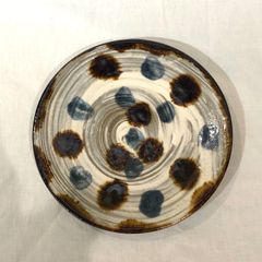 やちむん　陶藝玉城　刷毛目点打7寸皿　古作