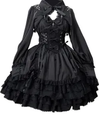 【韓嬢】ゴスロリドレス ロリィタ セットアップ地雷系ゴシックロリータフリル付き黒